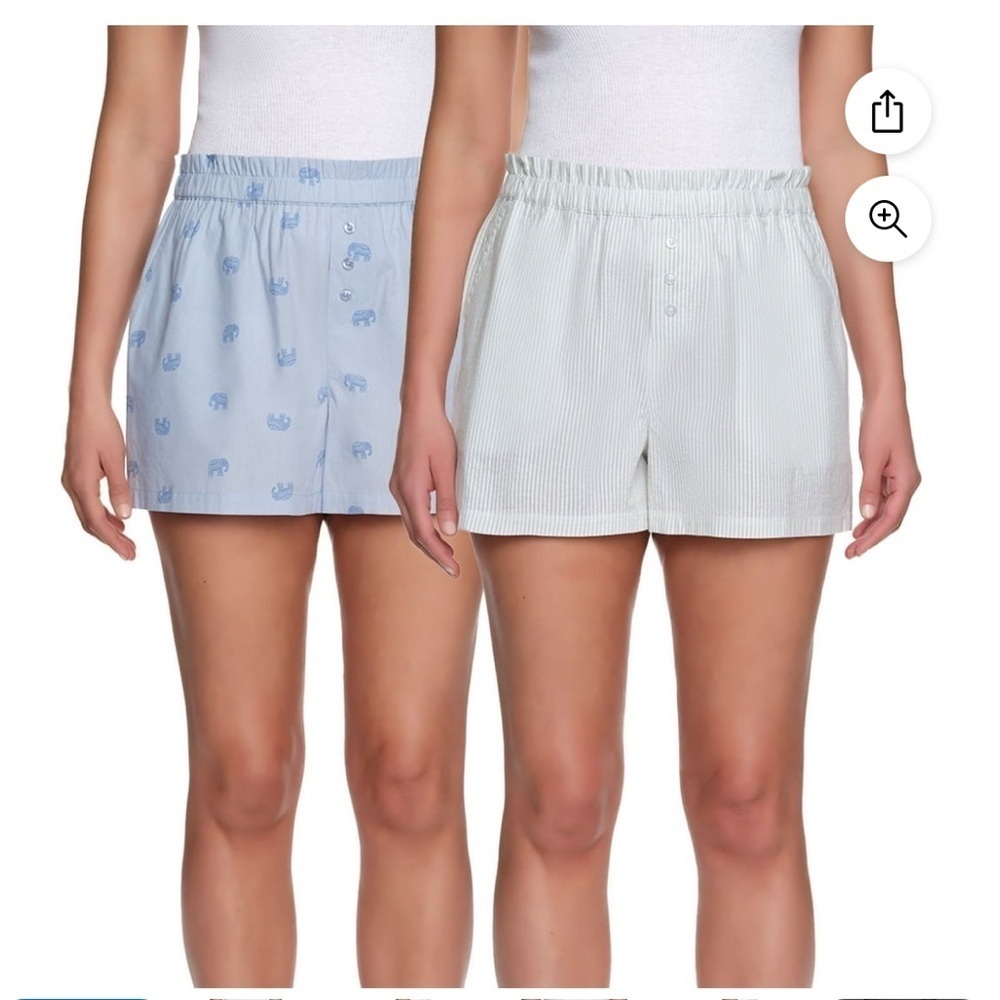 NWT LOFT Women's 2 Pack Pajama/sleep Shorts - Blue and Green Striped